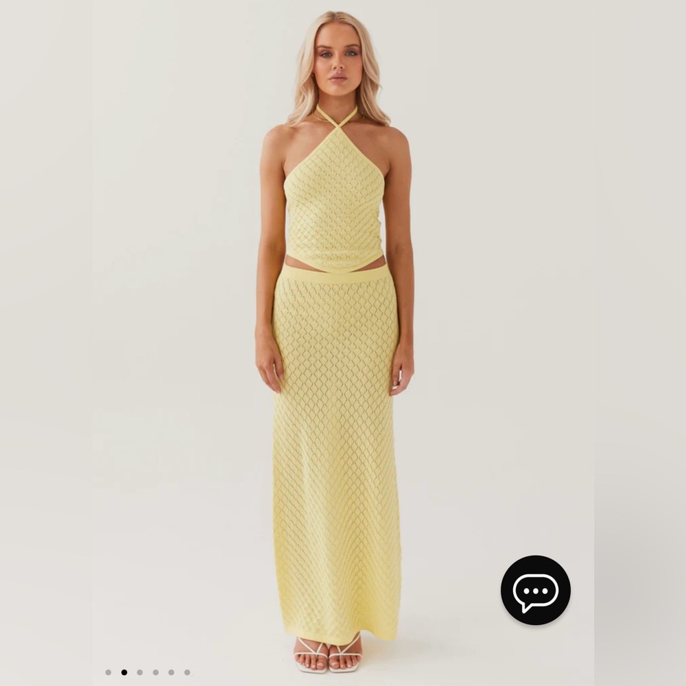 Peppermayo - Amanza Knit Maxi Skirt Set - Lemon Size S/M New With Tags